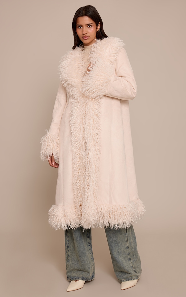 Tall Cream Afghan Style Maxi Coat