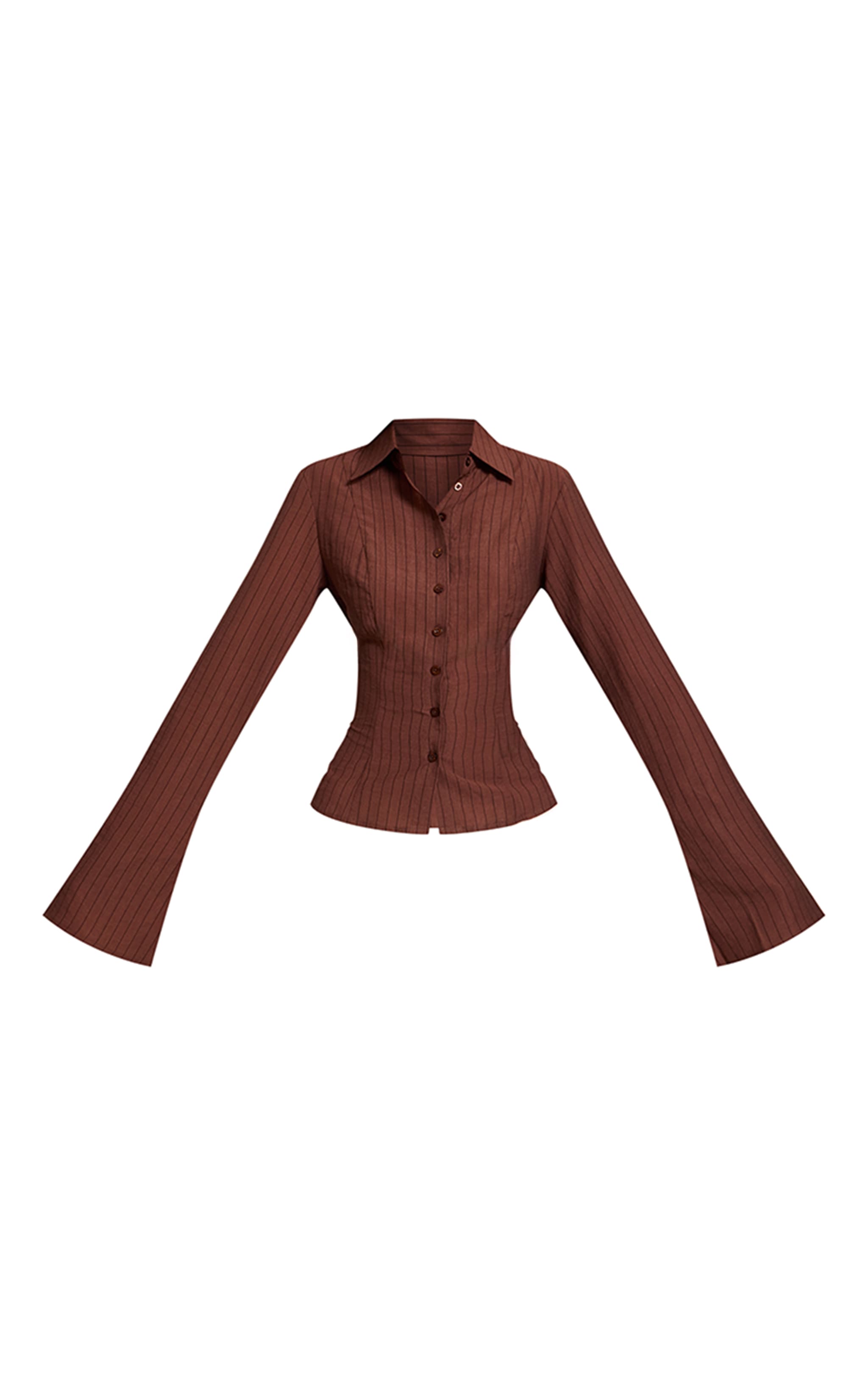 Chocolate Stripe Seam Detail Fitted Shirt image 5