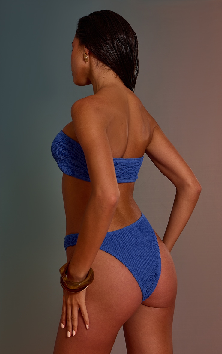 Cobalt Crinkle Bandeau Knot Front Bikini Top image 2
