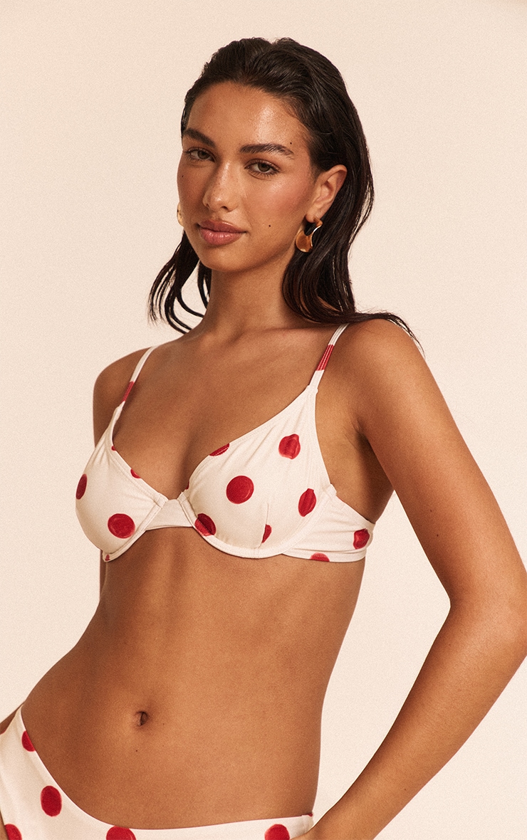 Red Polka Dot Underwired Bikini Top image 4