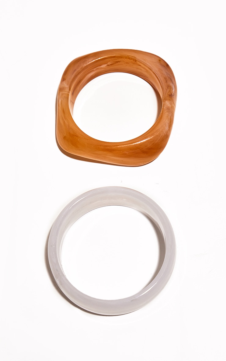 Cream Resin Bangle Set image 2