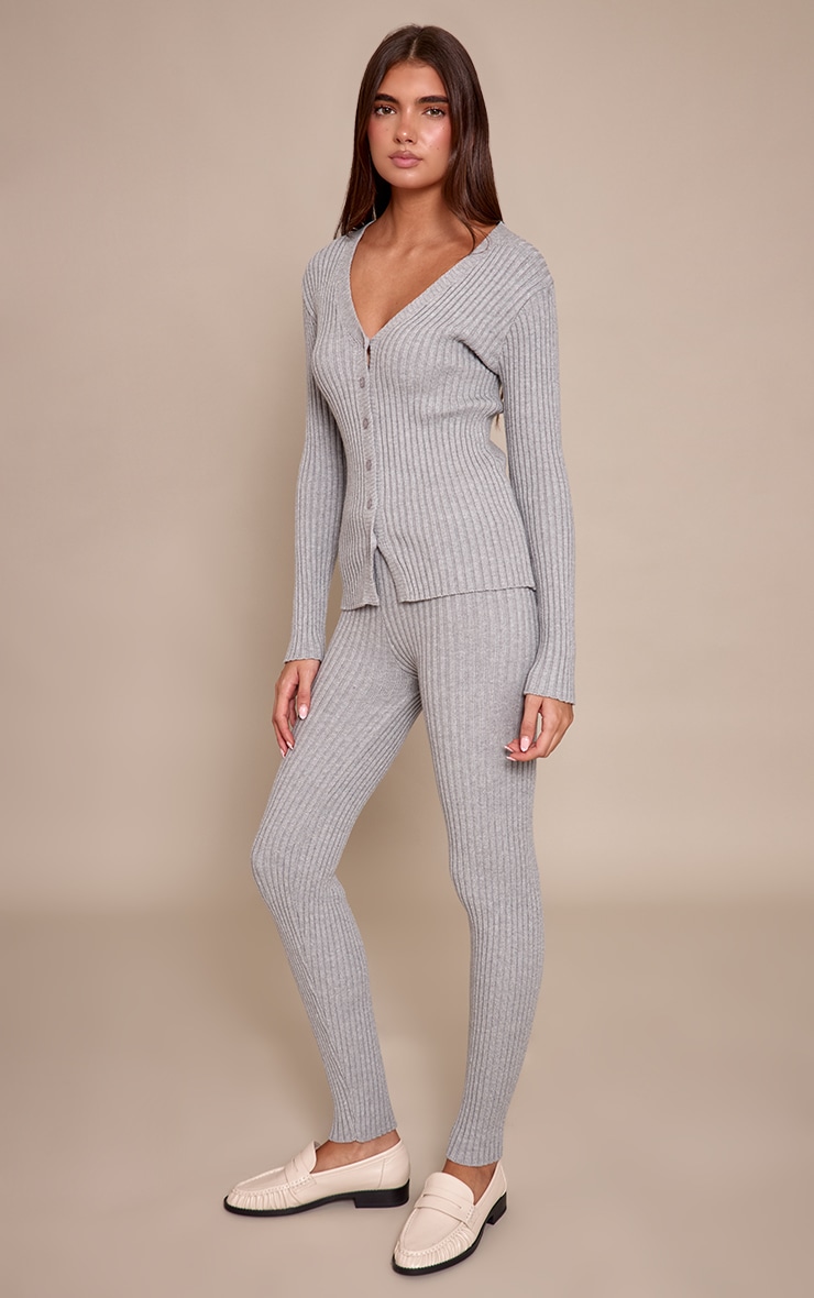 Grey Ribbed Knitted Legging image 2