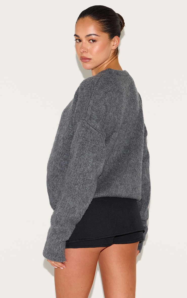 Grey Marl Soft Knit Oversized Sweater image 2