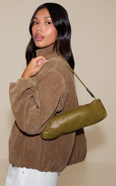 Olive Soft PU Gold Hardware Shoulder Bag