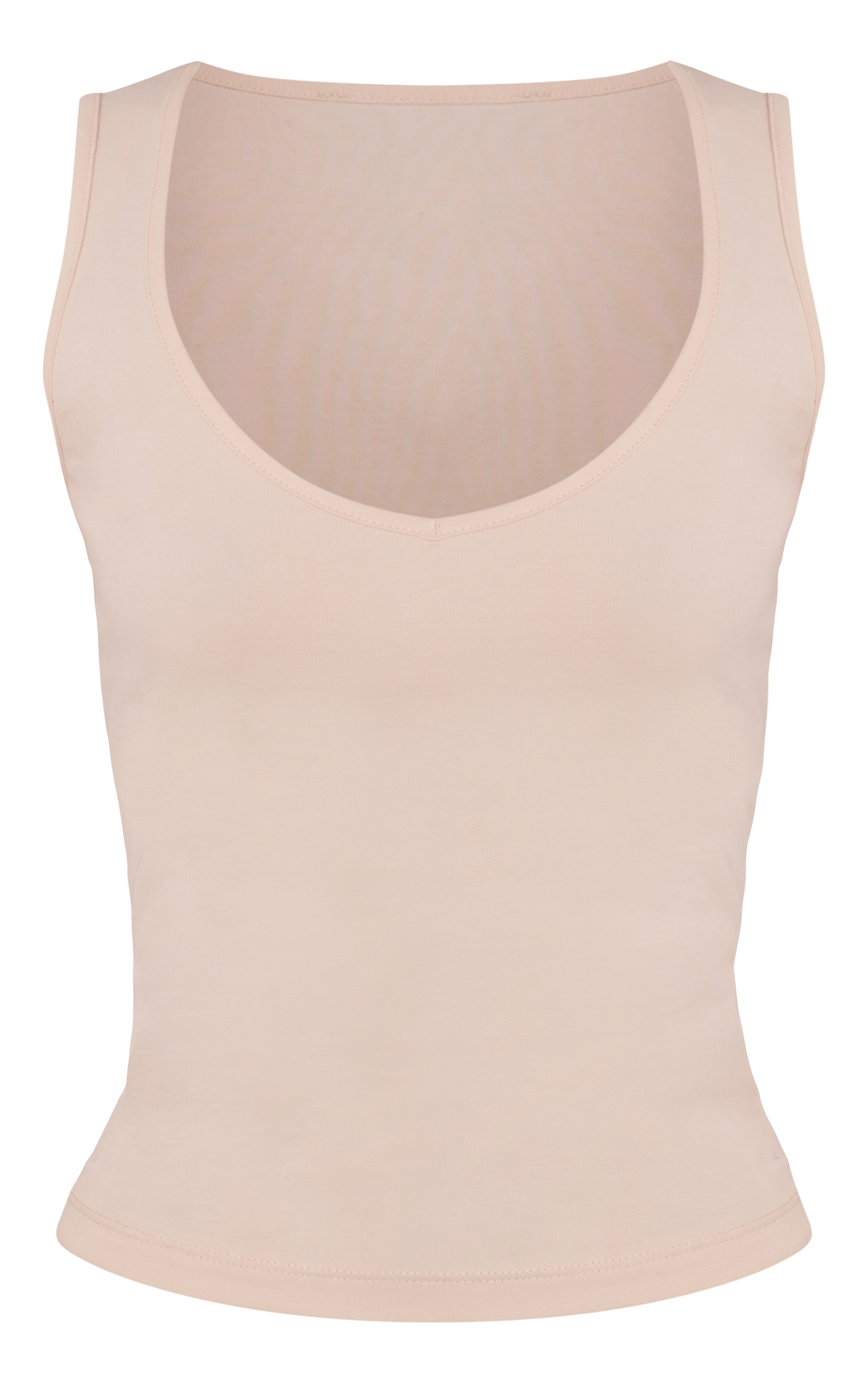 Oatmeal Soft Cotton V Neck Vest Top image 5