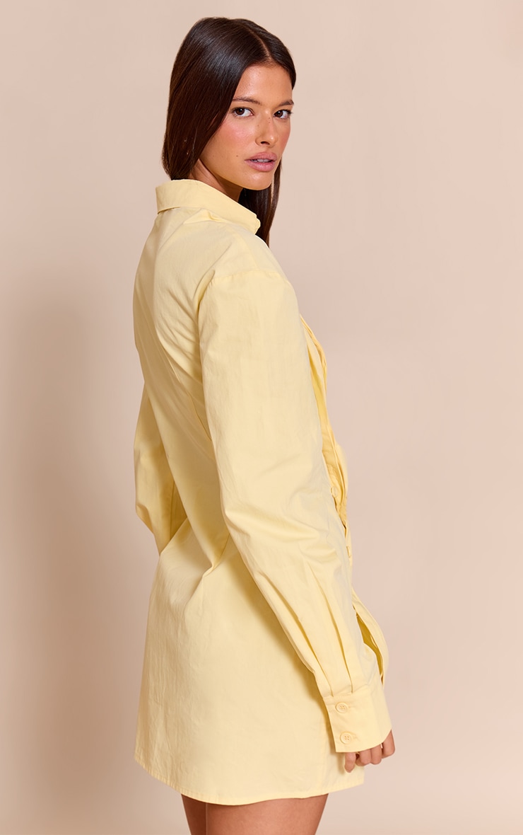 Lemon Asymmetric Button Down Long Sleeve Shirt Dress image 2