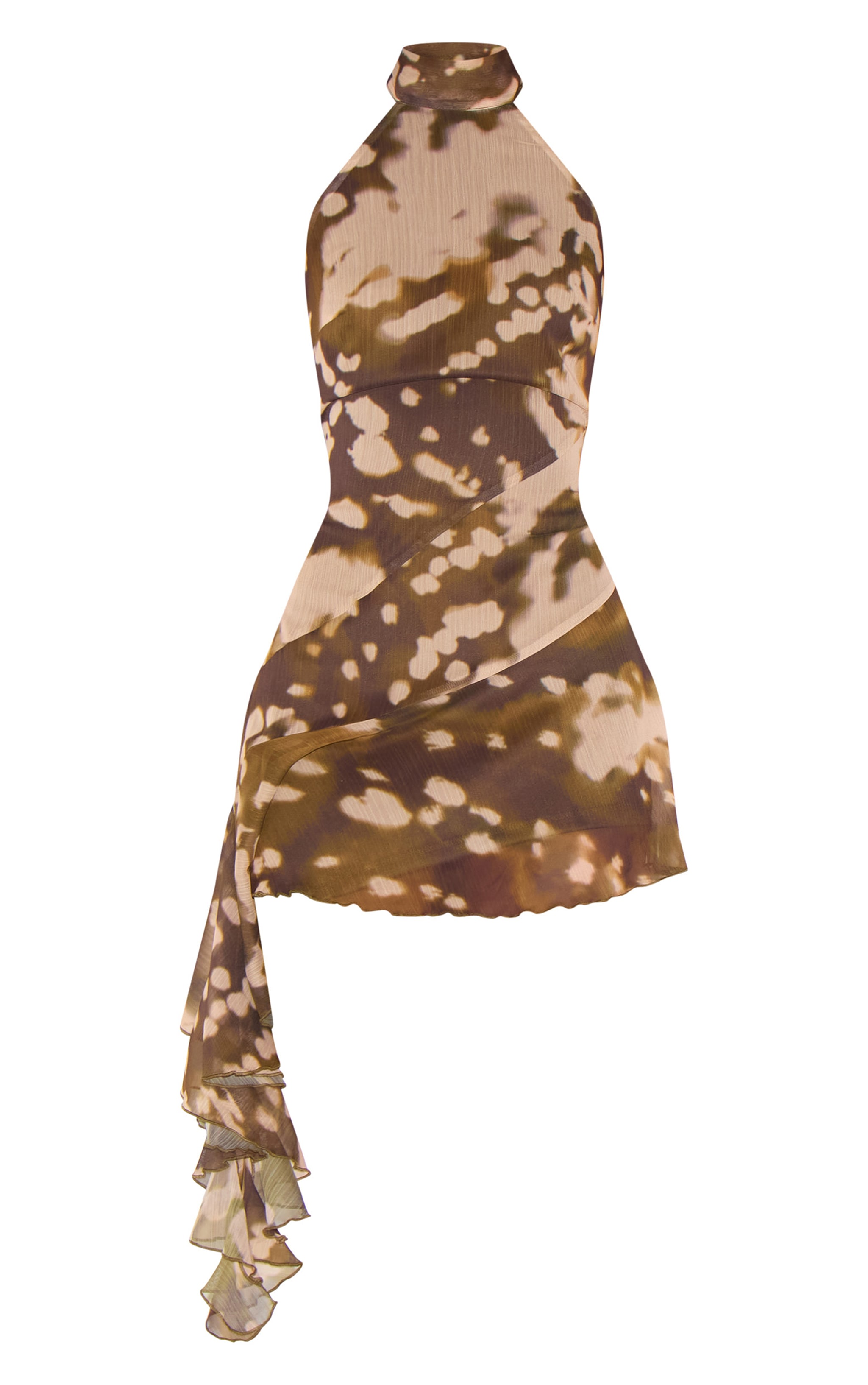 Green Chiffon Halter Neck Frill Detail Shift Dress image 5