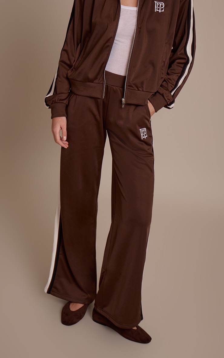 Espresso Tricot Contrast Side Stripe Wide Leg Sweatpants image 2