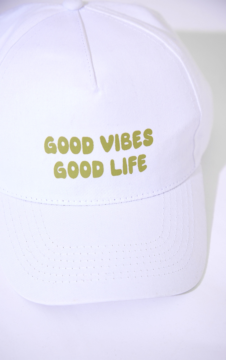 Casquette verte à slogan Good Vibes image 3