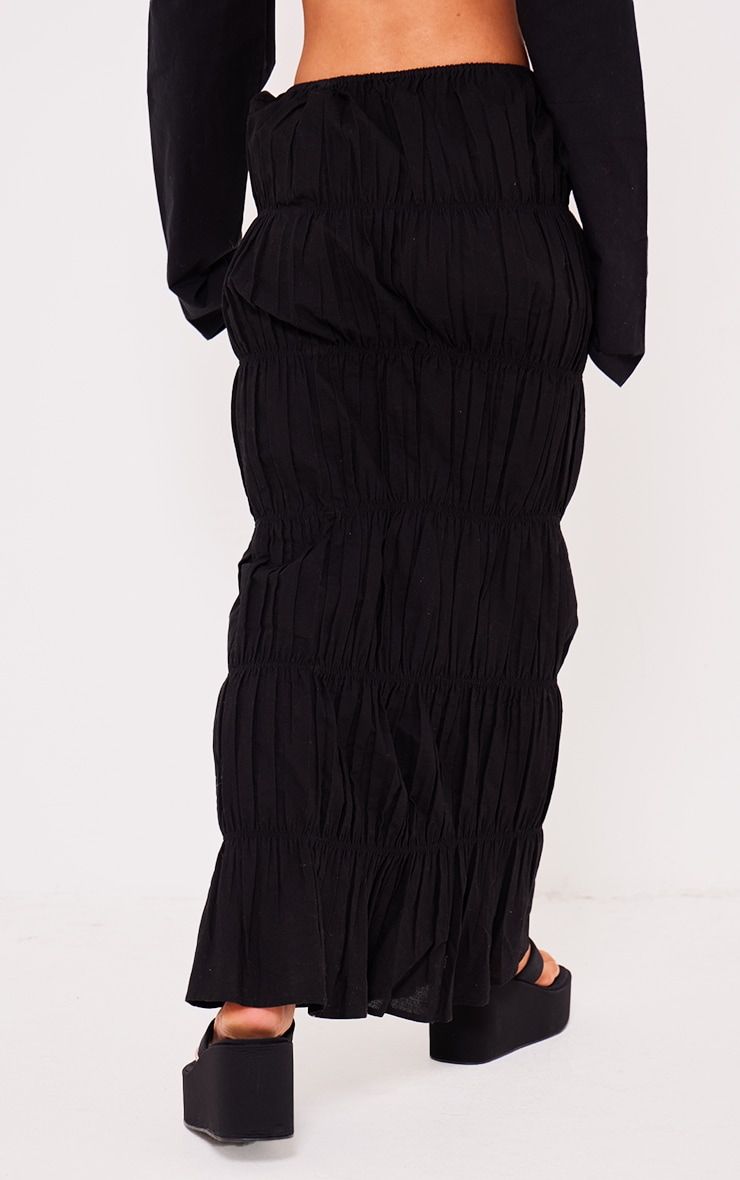Women s Black Linen Look Ruched Maxi Skirt Size 2