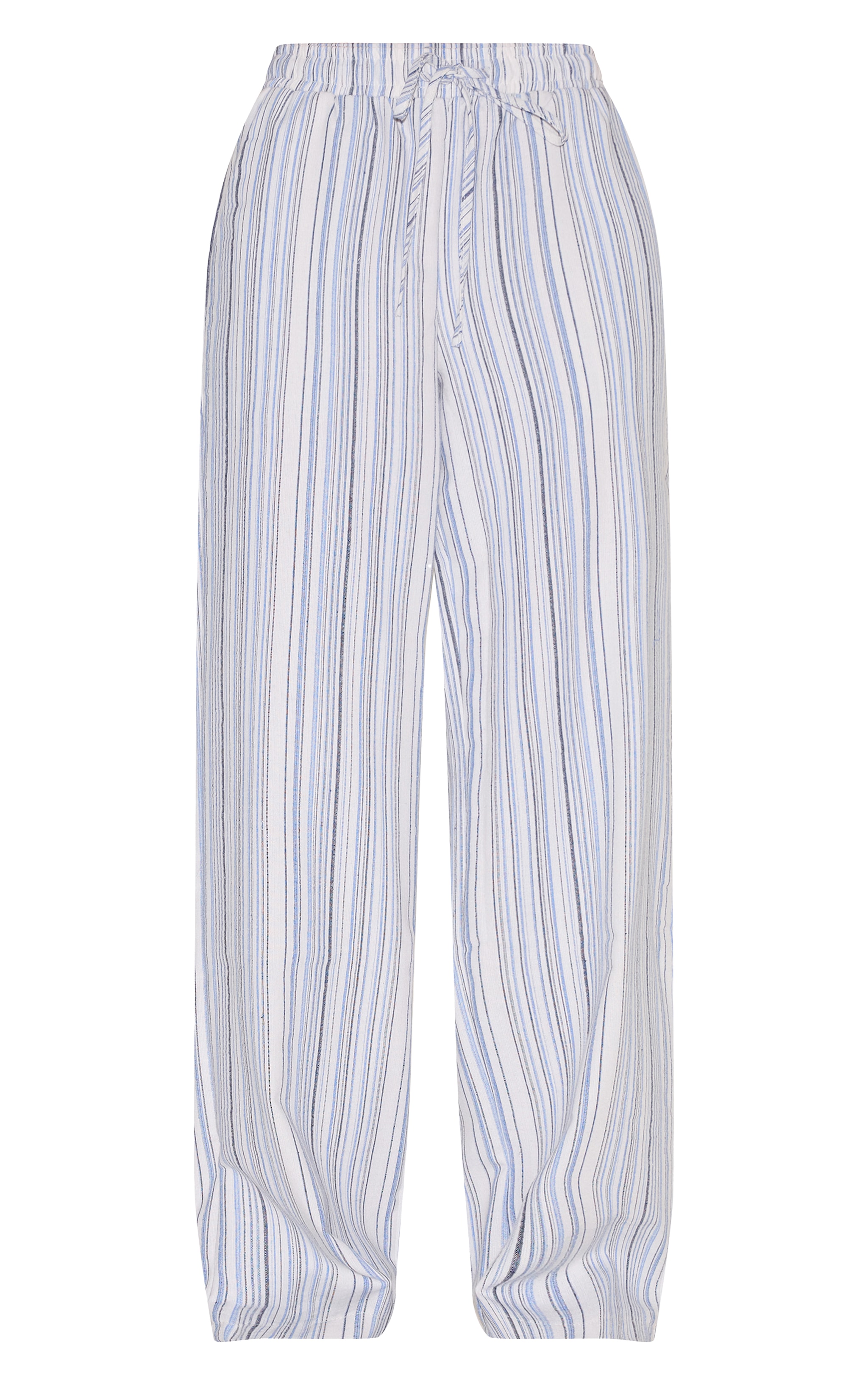 Blue Pinstripe Printed Drawstring Waist Slouchy Pants image 5