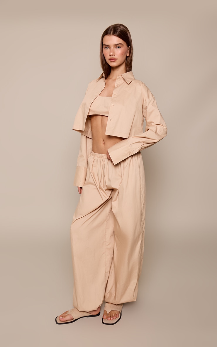 Taupe Woven Balloon Hem Pants image 1