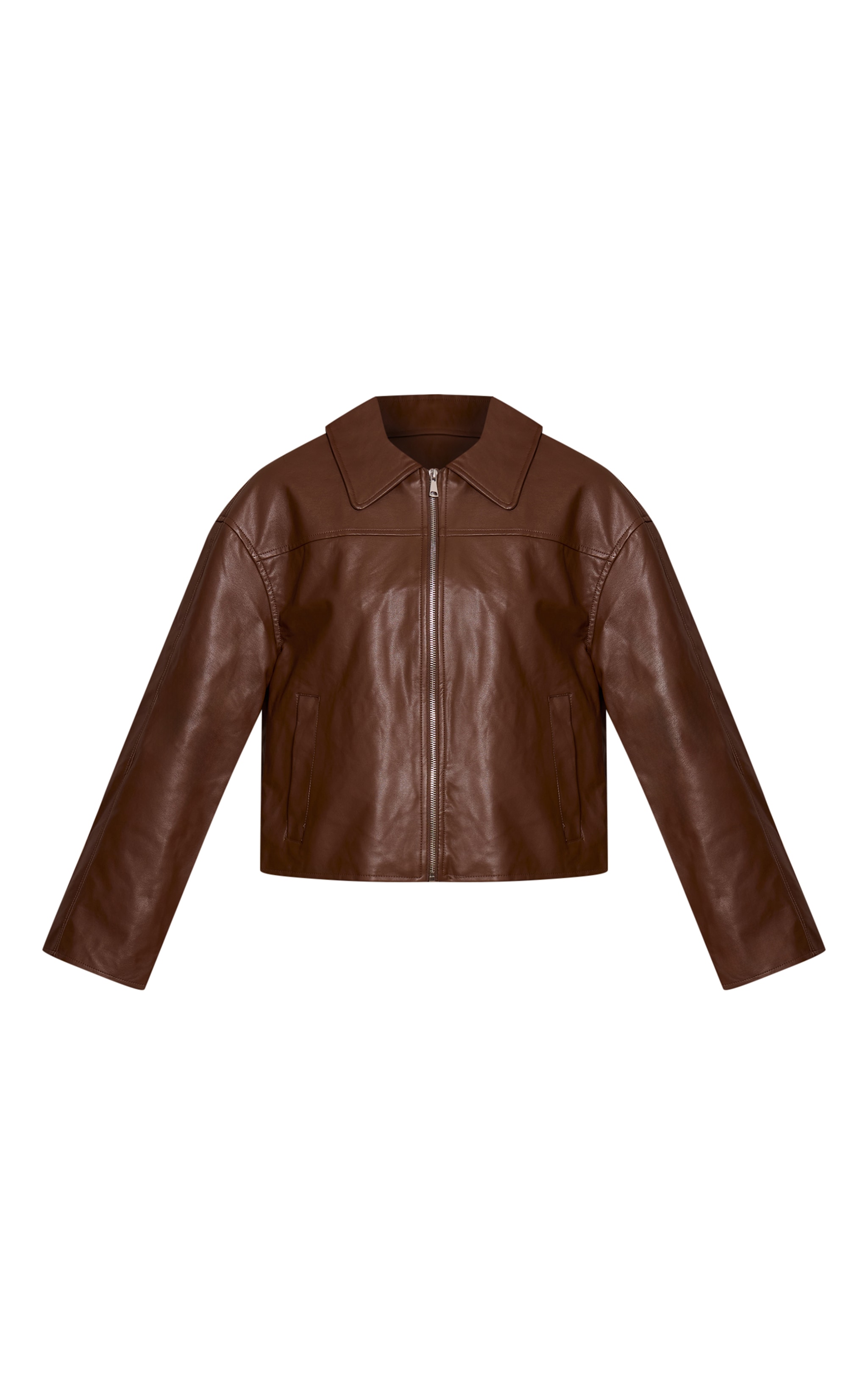 Brown Zip Through Pu Jacket image 5