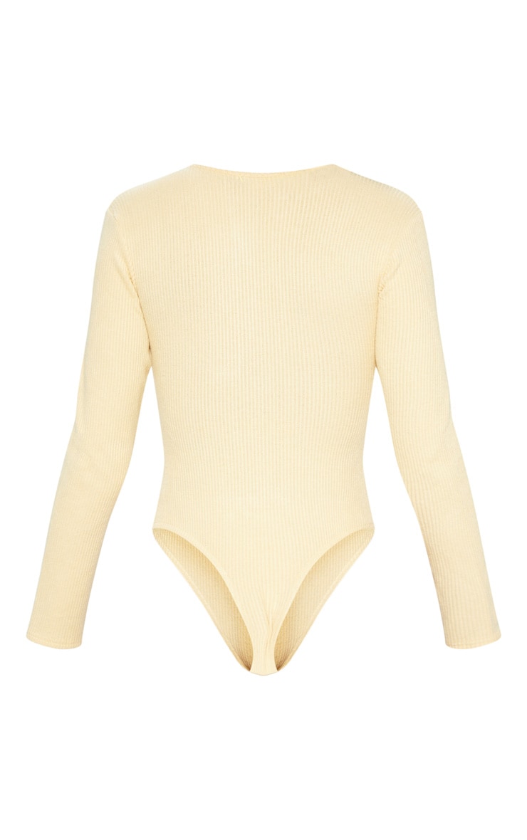 Stone Brushed Rib Button Long Sleeve Bodysuit image 4