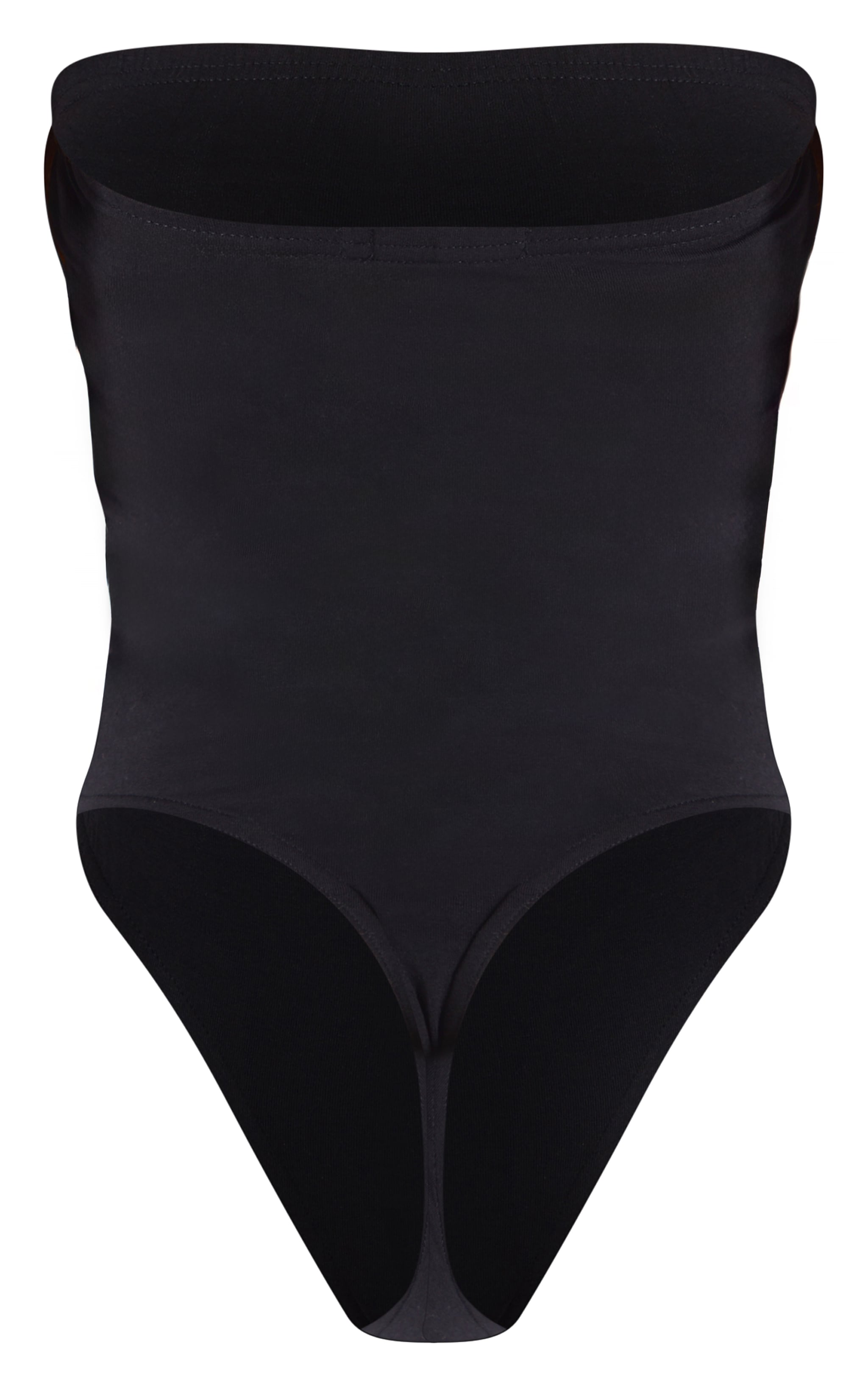 Petite Black Basic Cotton Blend Bandeau Bodysuit image 6