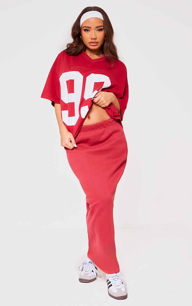 Petite Red Oversized '99' Slogan T-shirt image 3