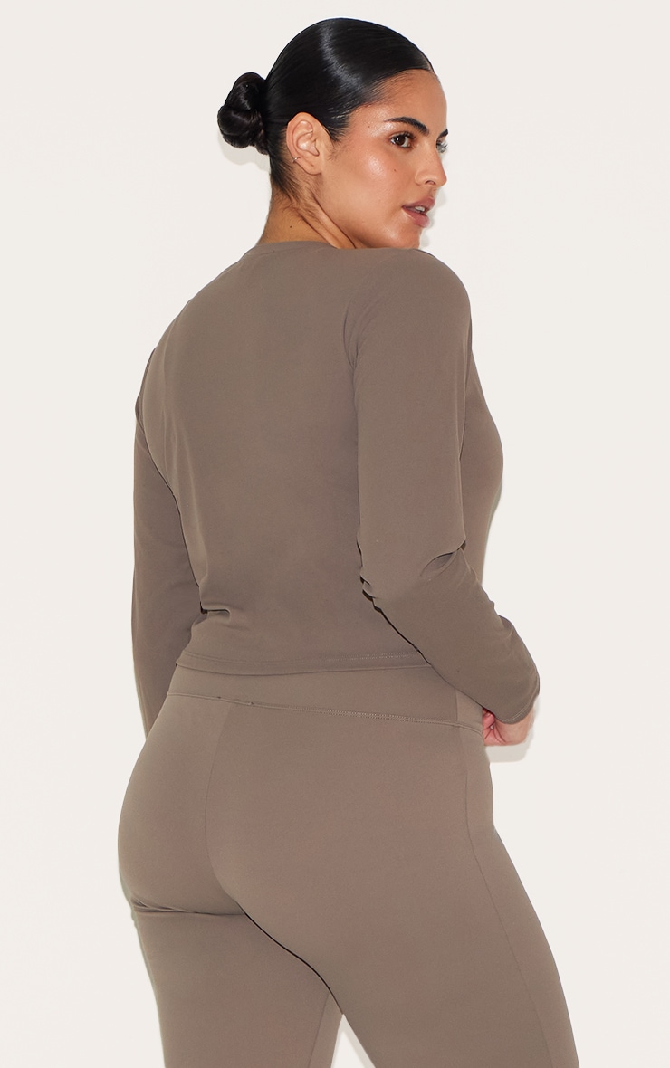 Brown Sculpt Long Sleeve Gym Top image 7