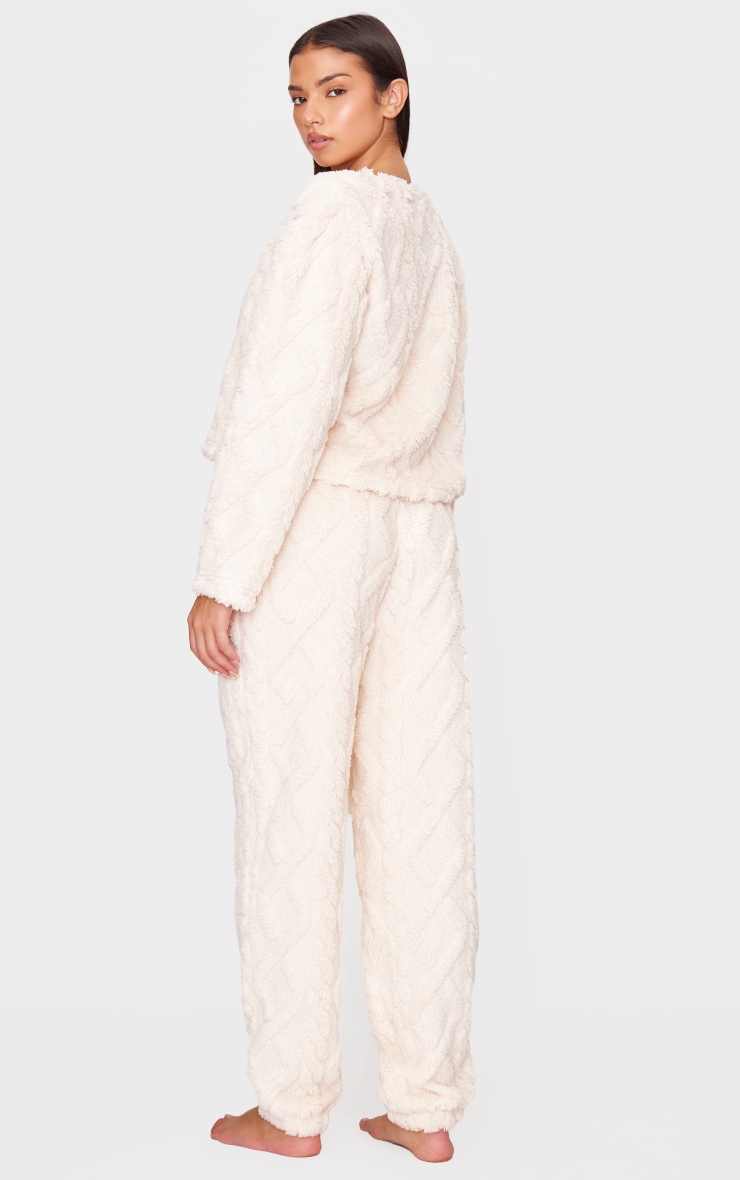 Ensemble de pyjama en polaire torsadée crème image 2