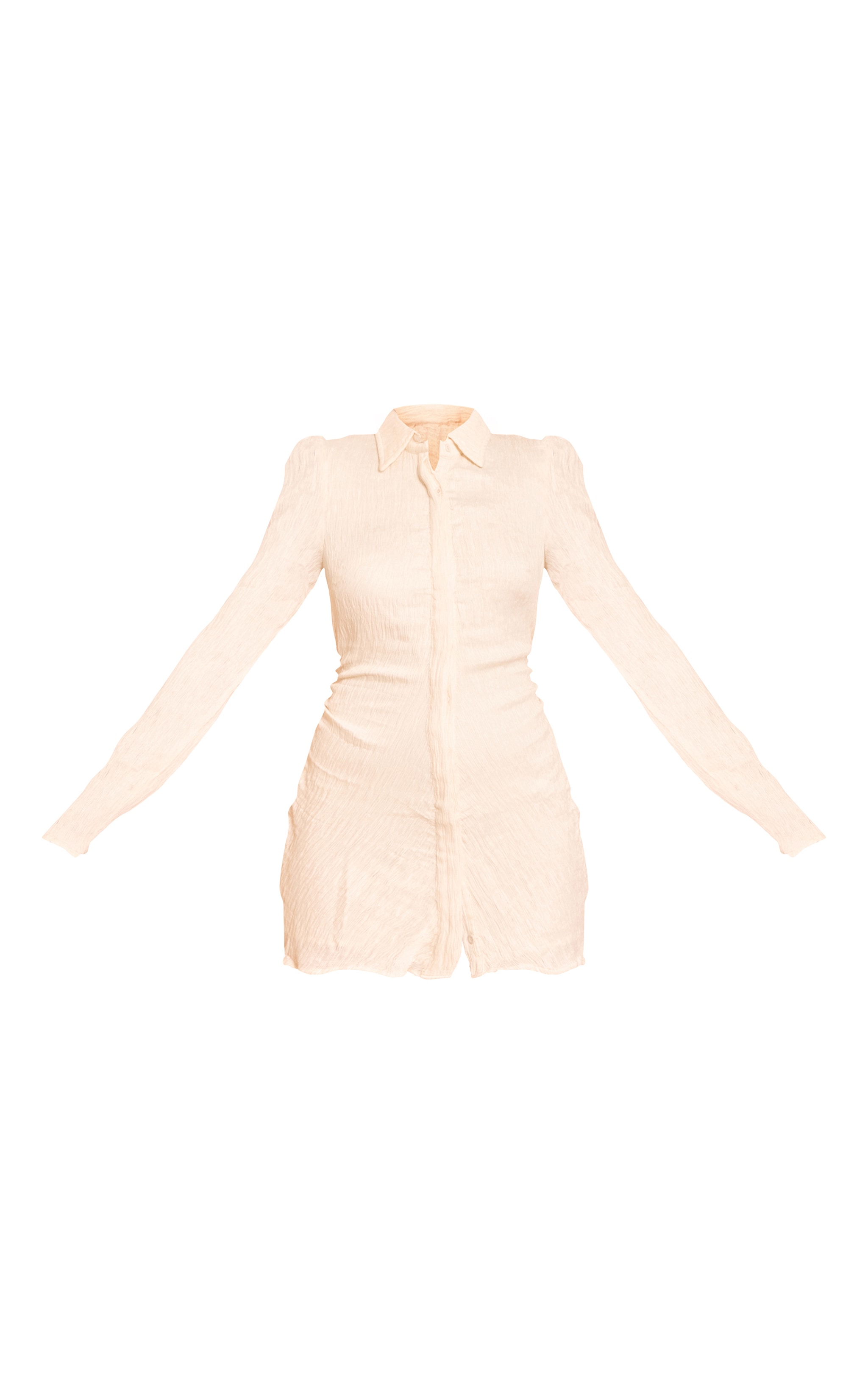 Robe chemise texturée crème à manches flûtes image 5
