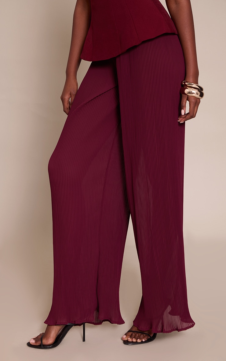 Plum Woven Bandeau Plisse Leg Jumpsuit image 4