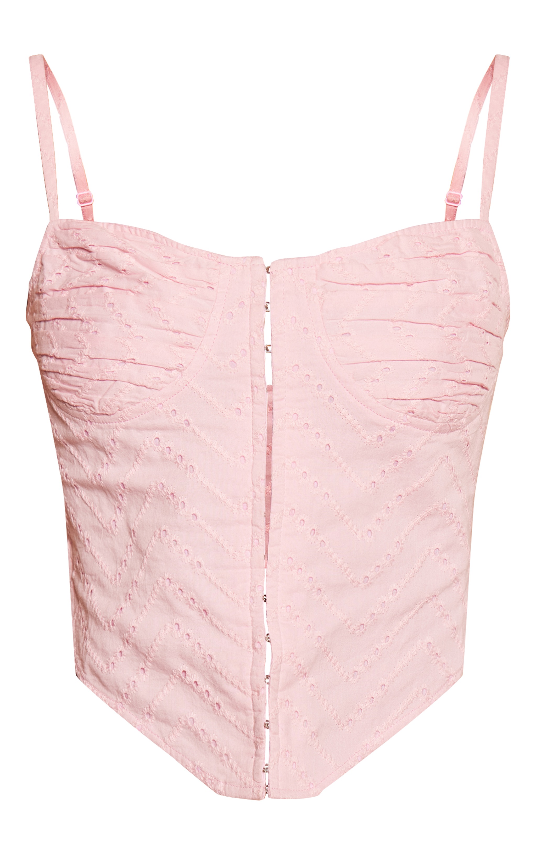 Pink Broderie Anglaise Hook & Eye Corset image 1