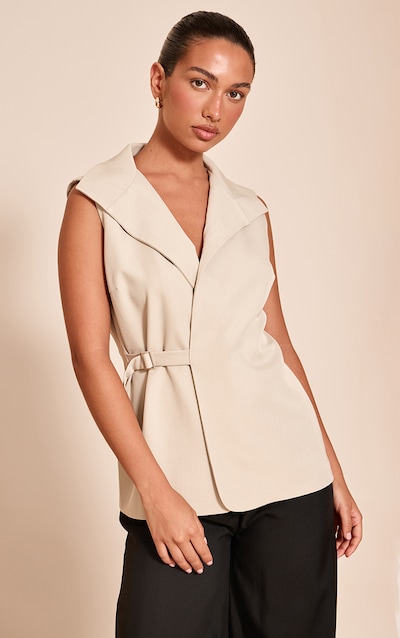 Stone Oversized Buckle Detail Longline Vest