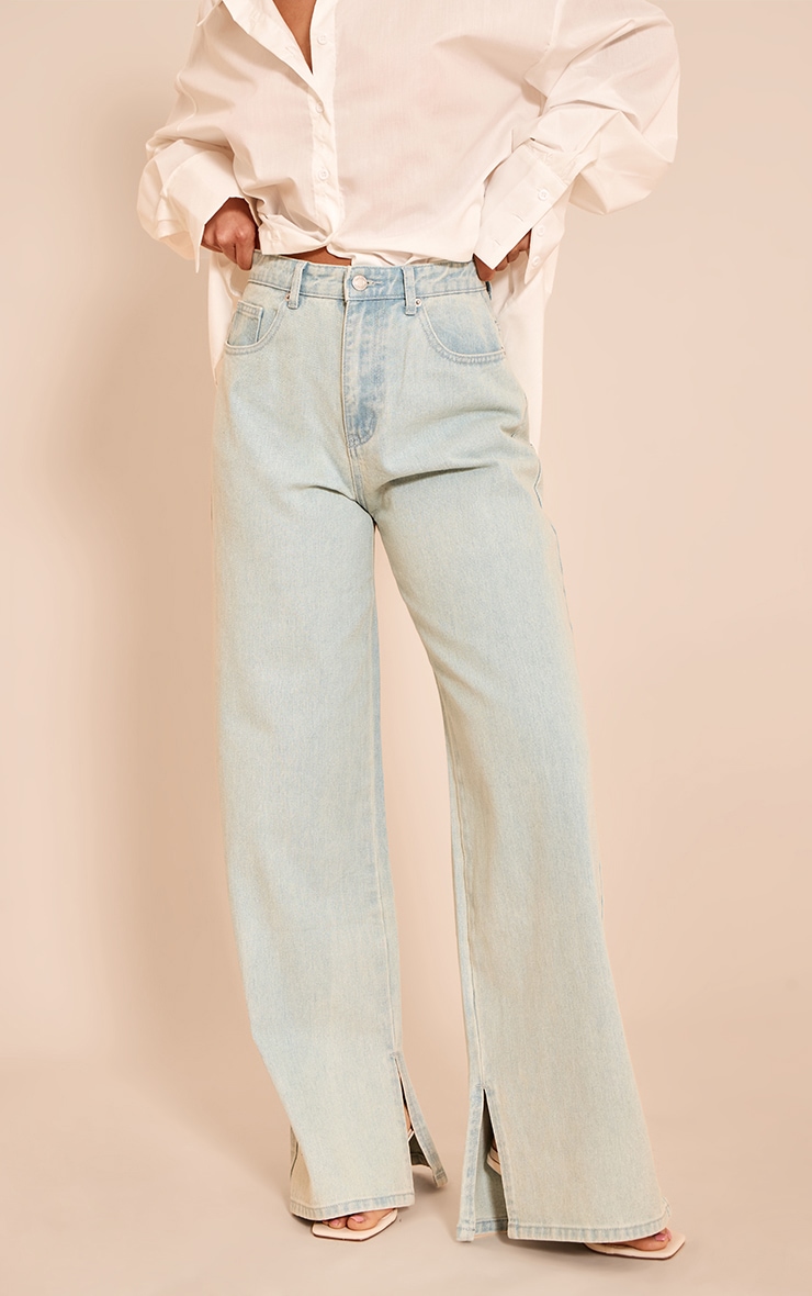 Jean boyfriend vintage délavé à taille haute et ourlets fendus image 2