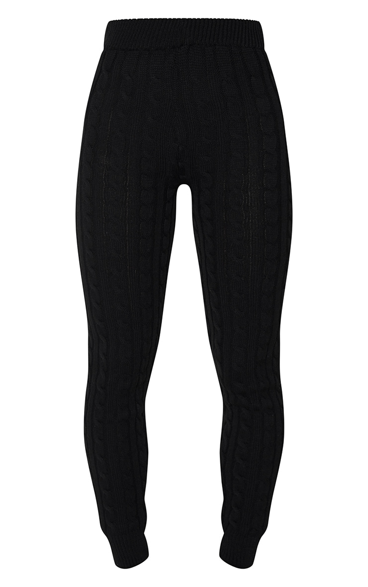 Black Cable Knit Roll Neck And Legging Set image 6