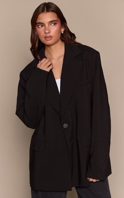 Black Boxy Drop Shoulder Oversized Dad Blazer