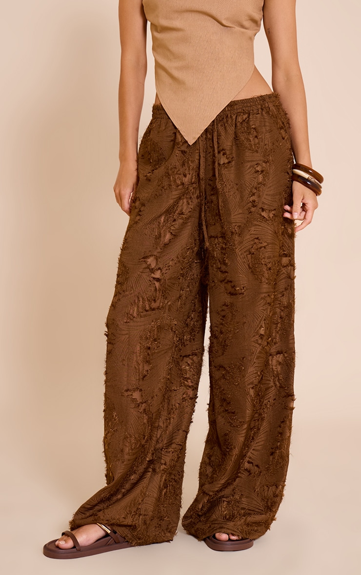 Chocolate Textured Flaoty Wide Leg Pants image 2