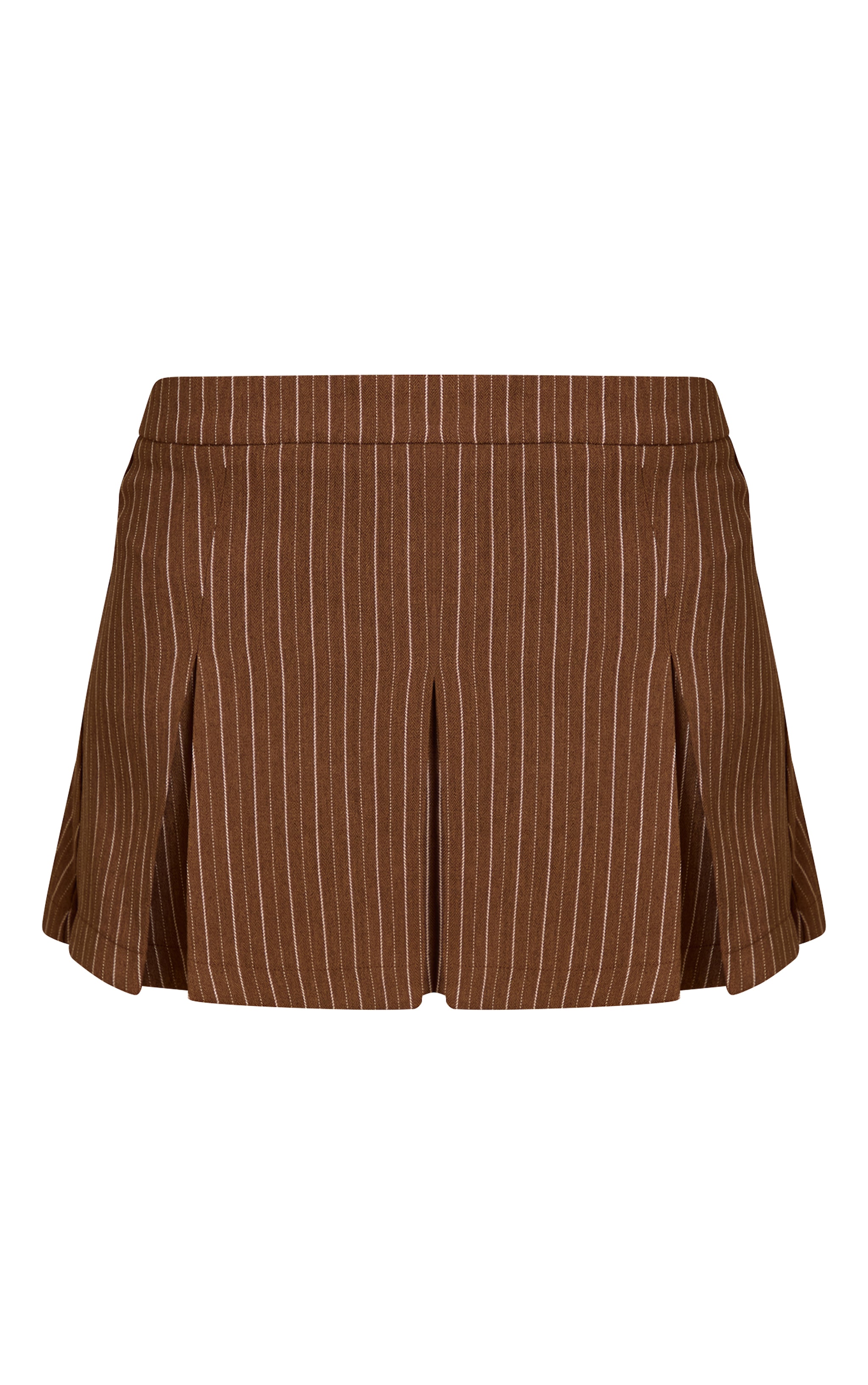 Chocolate Tailored Woven Herringbone Mini Pleated Skirt image 6