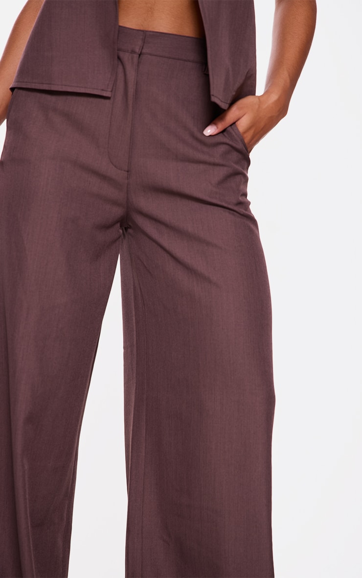 Chocolate Woven Straight Leg Trousers image 4