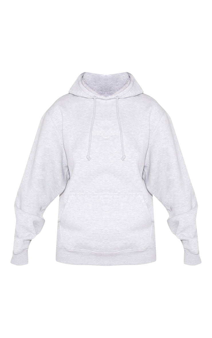 Ash Grey Embroidered Oversized Sweat Hoodie image 5