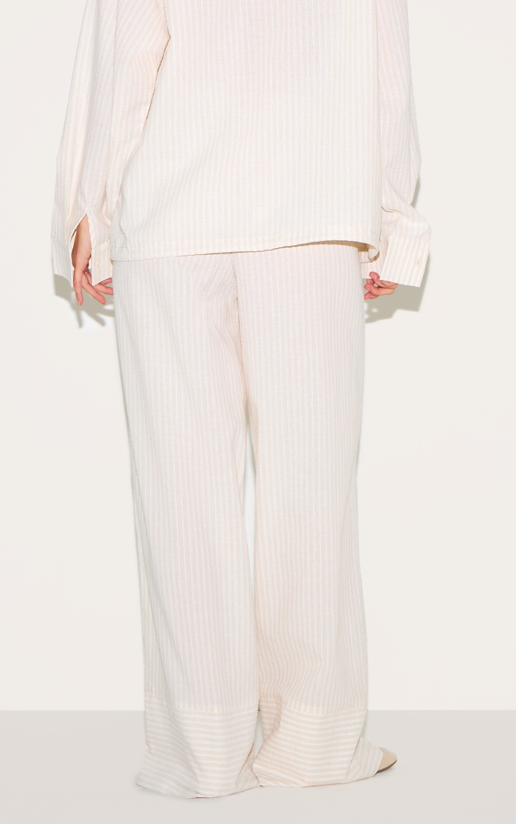 Stone Striped Linen Drawstring Wide Leg Pants image 3