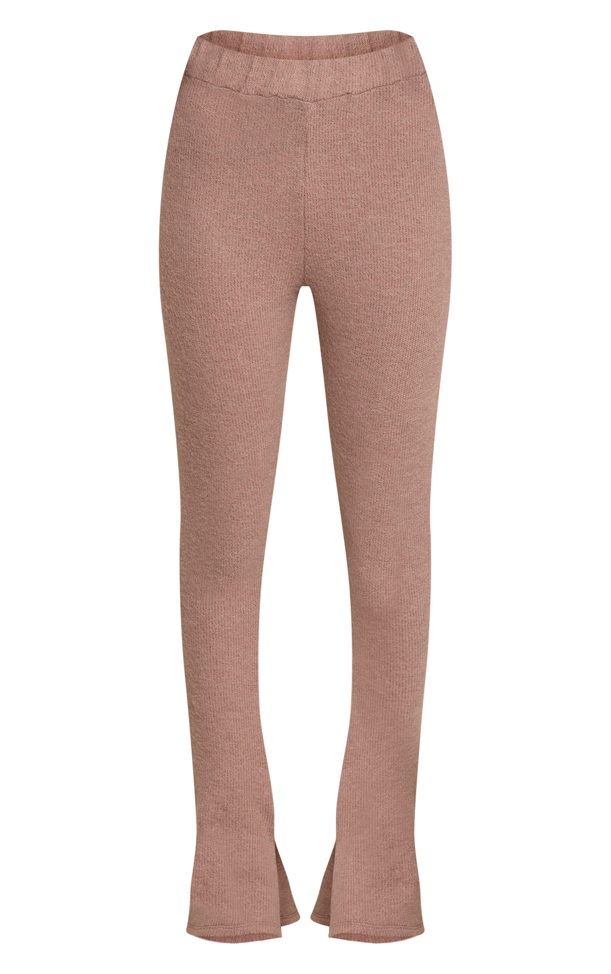 Petite Taupe Ribbed Flare Pants image 5