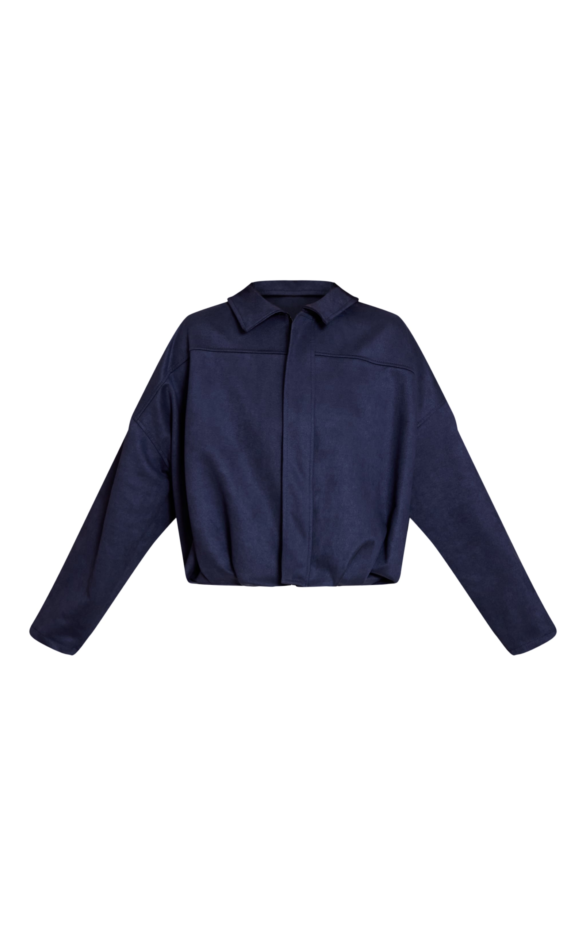 Navy Zip Through Faux Suede Bomber Jacket image 5