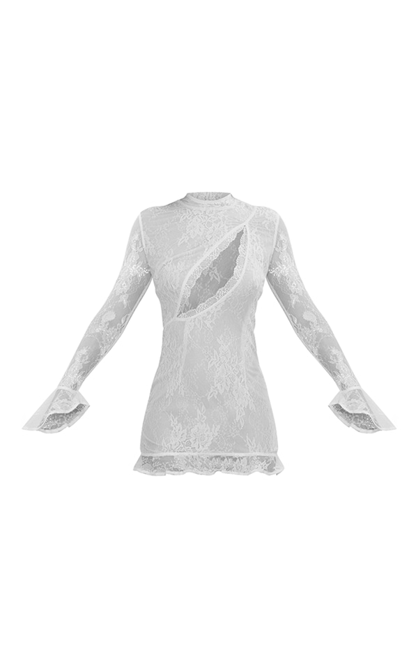Robe chemise mousseline soie blanche texturée transparente | FR