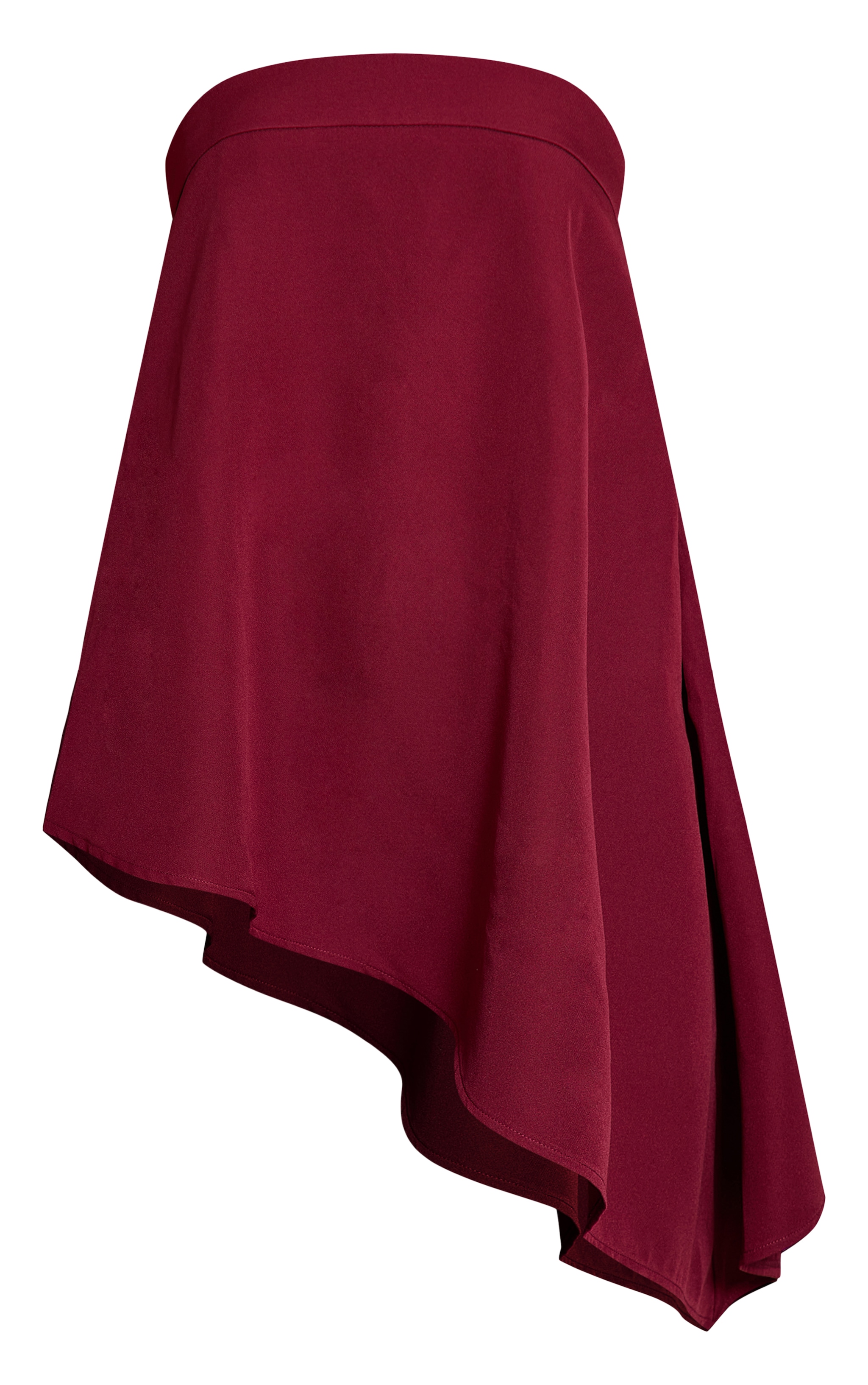 Wine Woven Bandeau Asymmetric Hem Floaty Long Top image 5