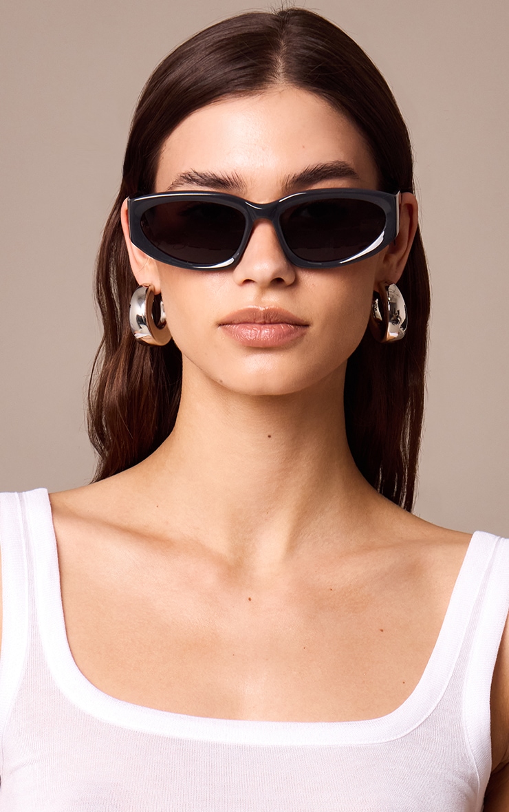 Black Chunky Angled Sunglasses image 1
