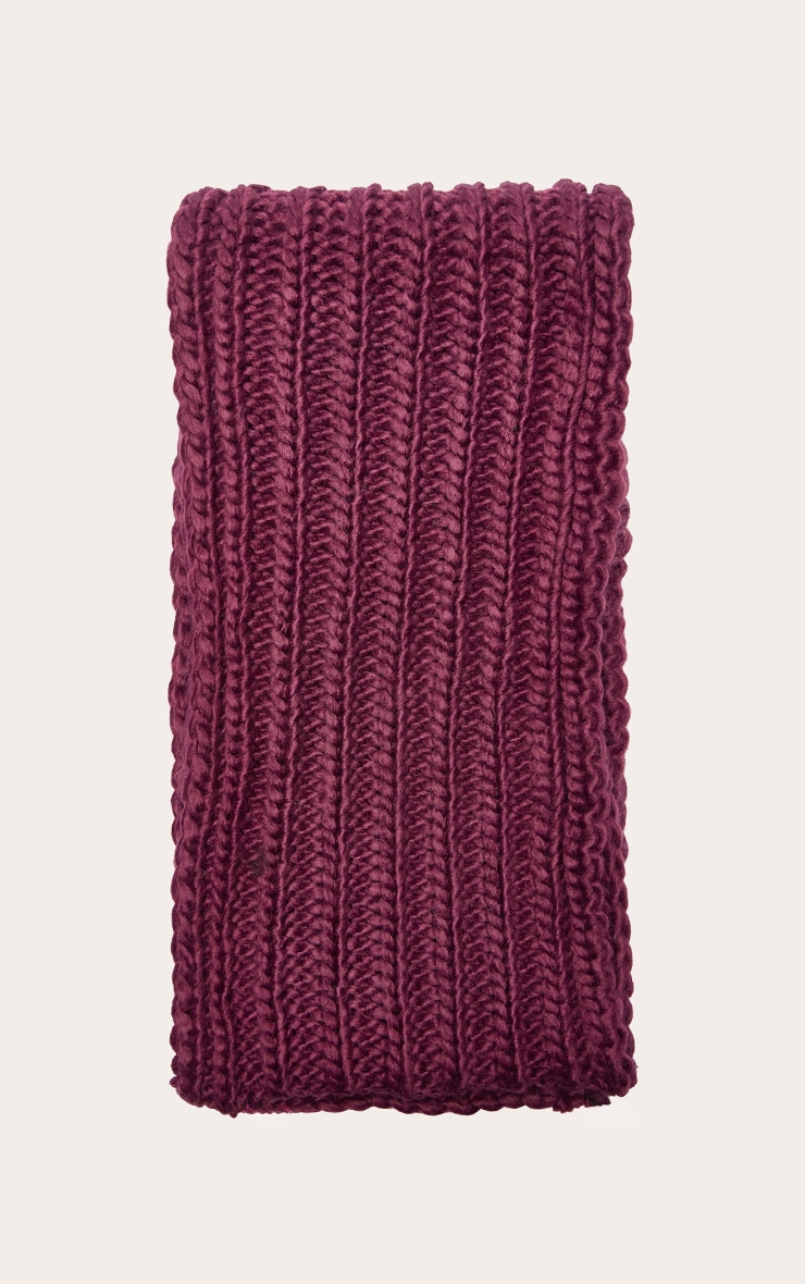 Plum Chunky Knit Scarf image 2