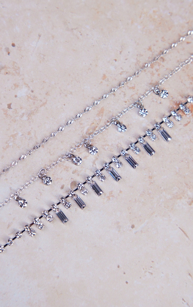 Silver Diamante Charm Layered Necklace image 1