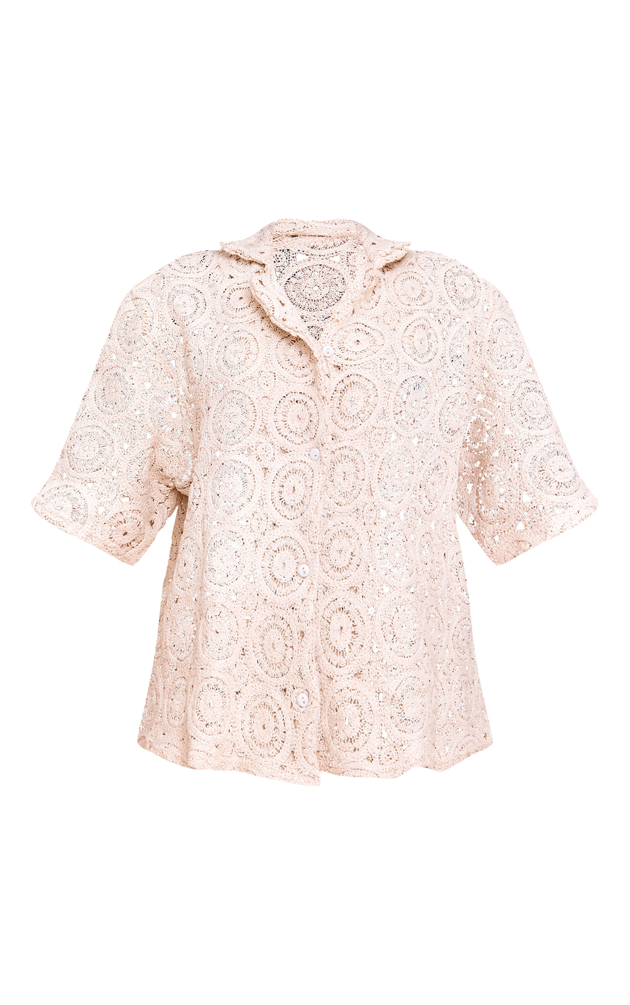 Sand Crochet Detail Oversized Shirt image 5