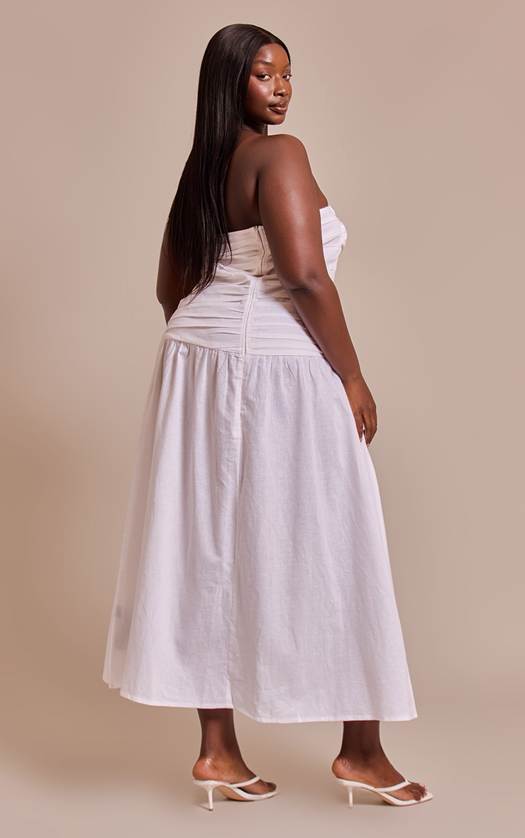 Plus White Trim Detail Ruched Maxi Dress image 2