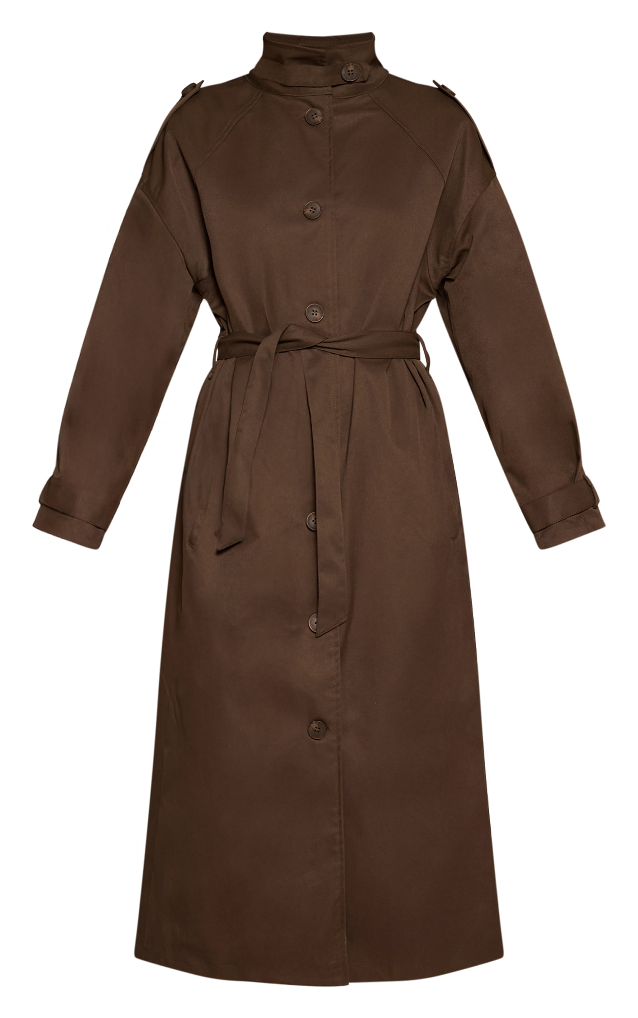 Dark Khaki Funnel Neck Trench Coat  image 5