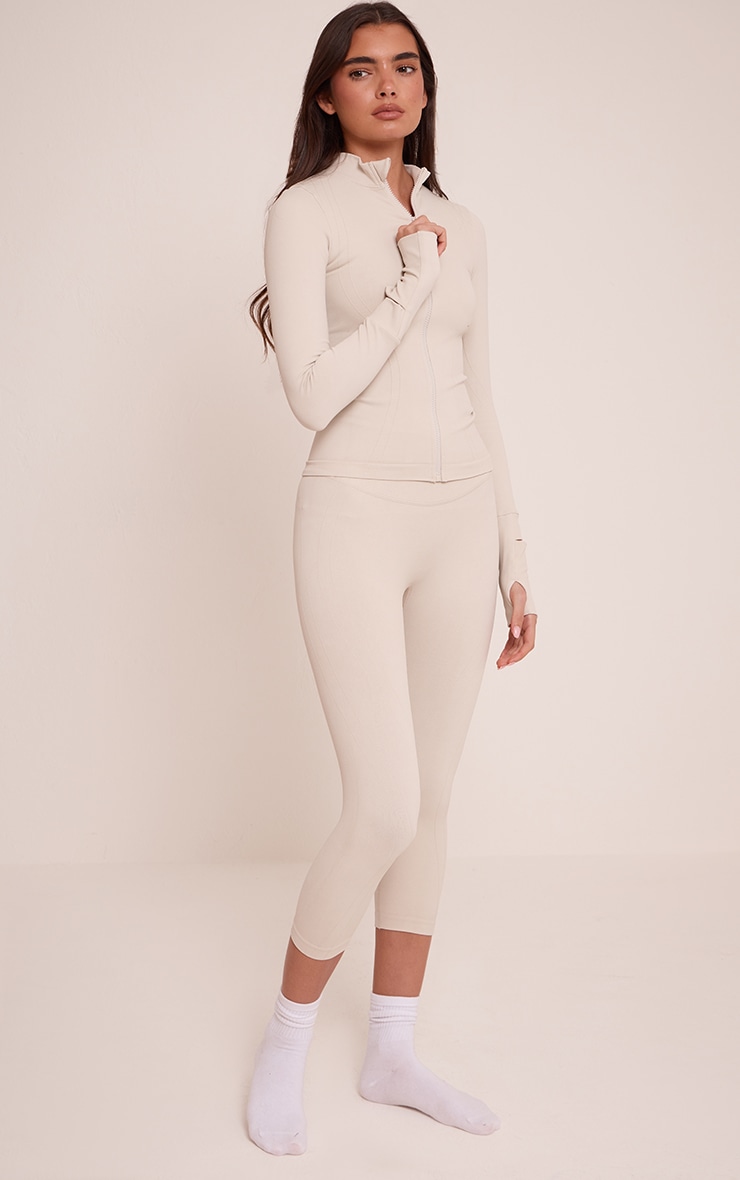 PLT Oatmeal Seamless Seam Detail Gym Jacket image 3