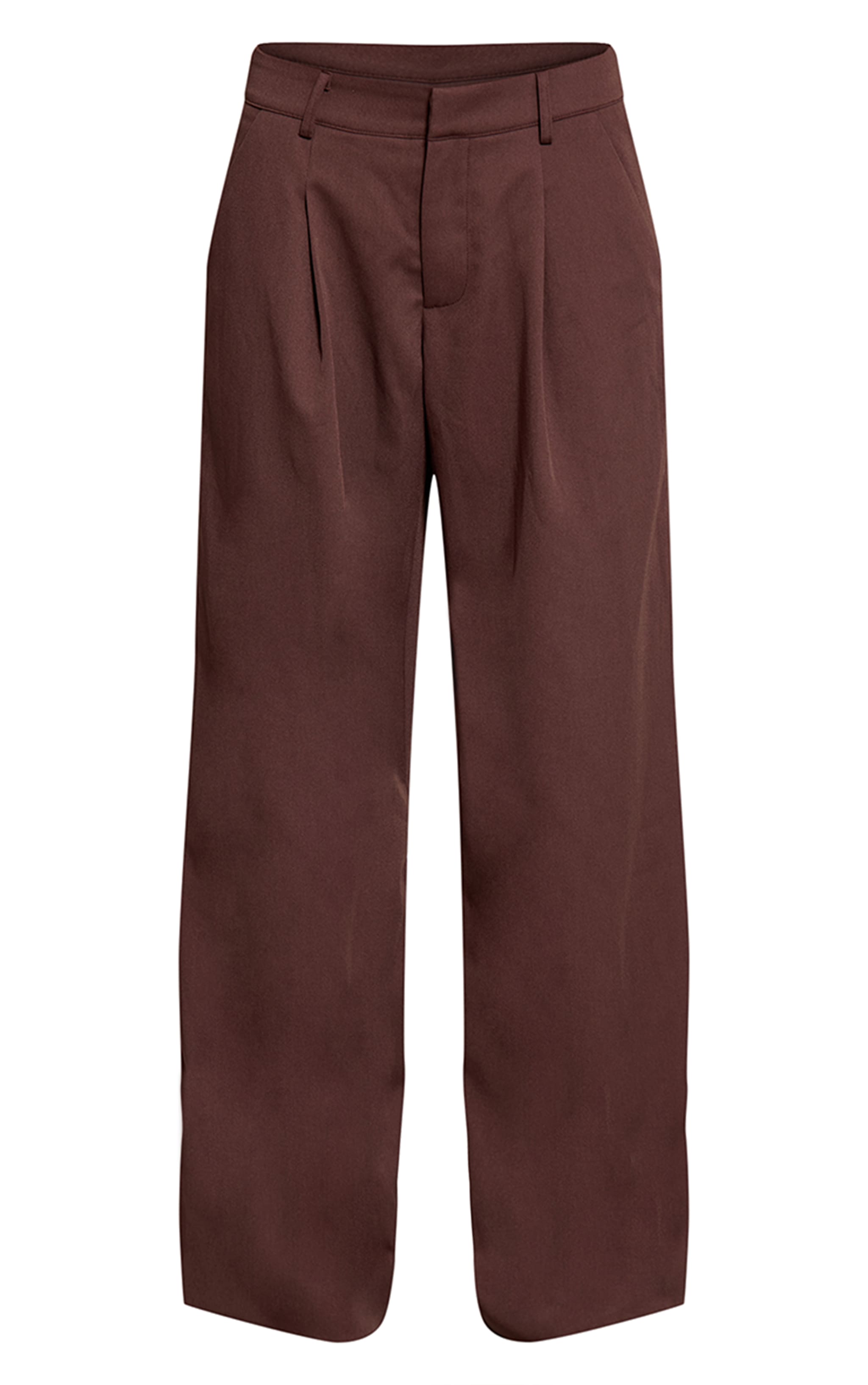 Dark Brown Tailored Woven Wide Leg Pleated Pant image 5