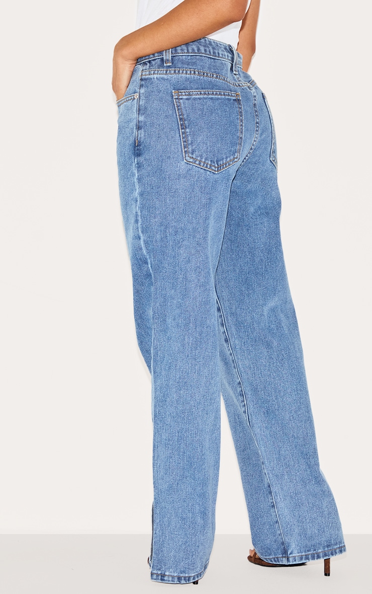 Petite Blue Vintage Wash Split Hem Jeans image 3