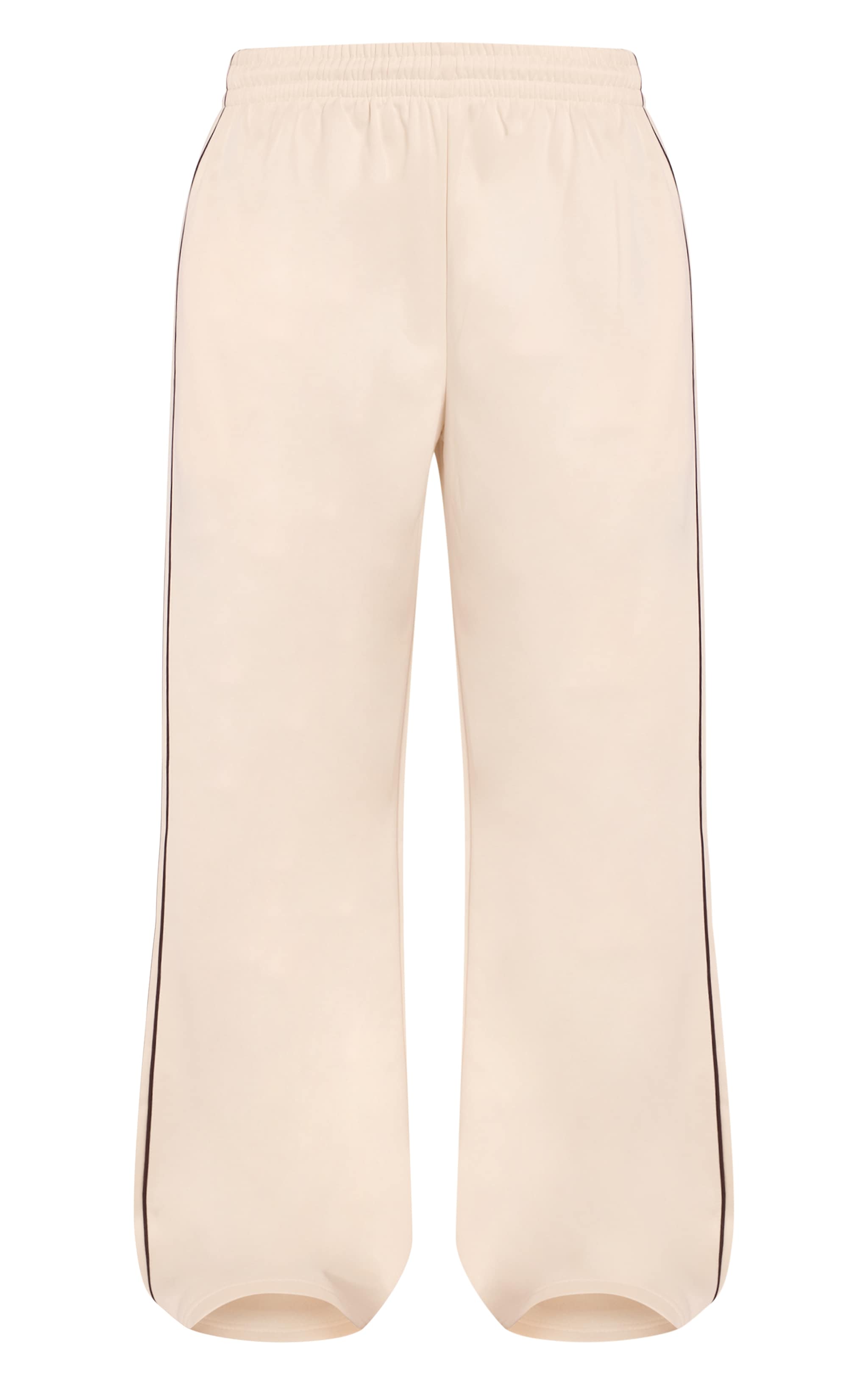Cream Tricot Wide Leg Side Stripe Track Pants image 5