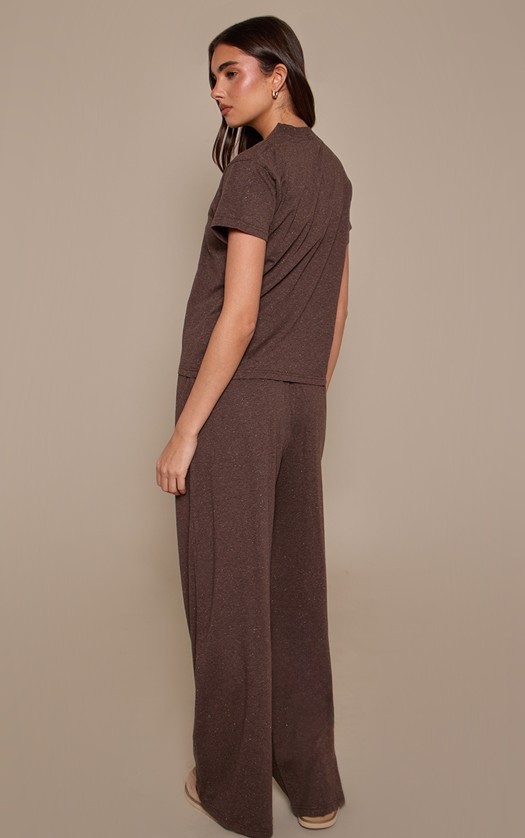 Dark Brown Speckled Elasticated Trousers image 3