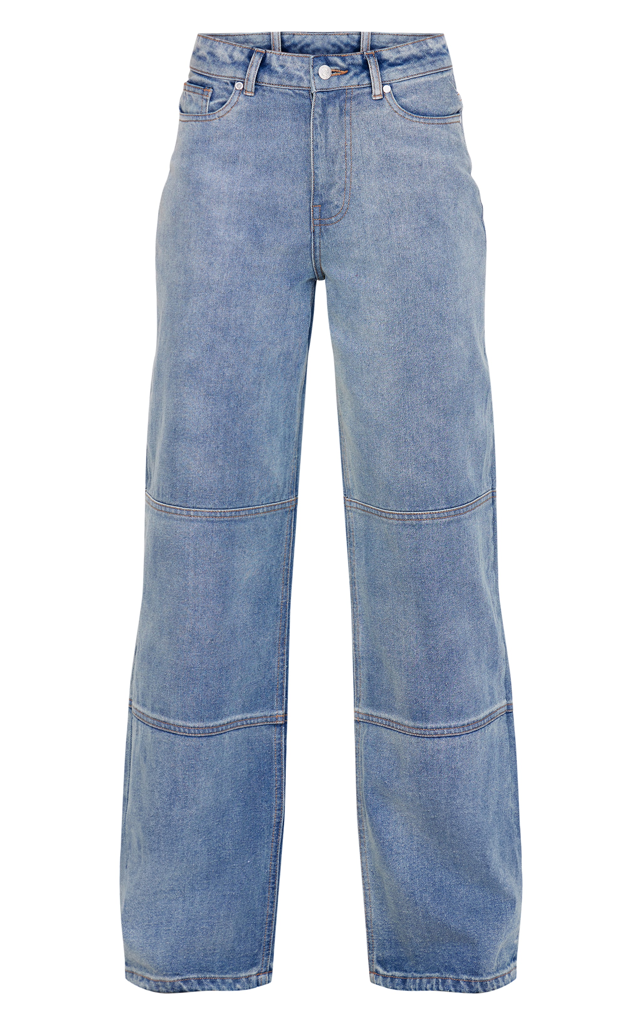 Tall Vintage Wash Mid Rise Front Seam Detail Wide Leg Jeans image 5